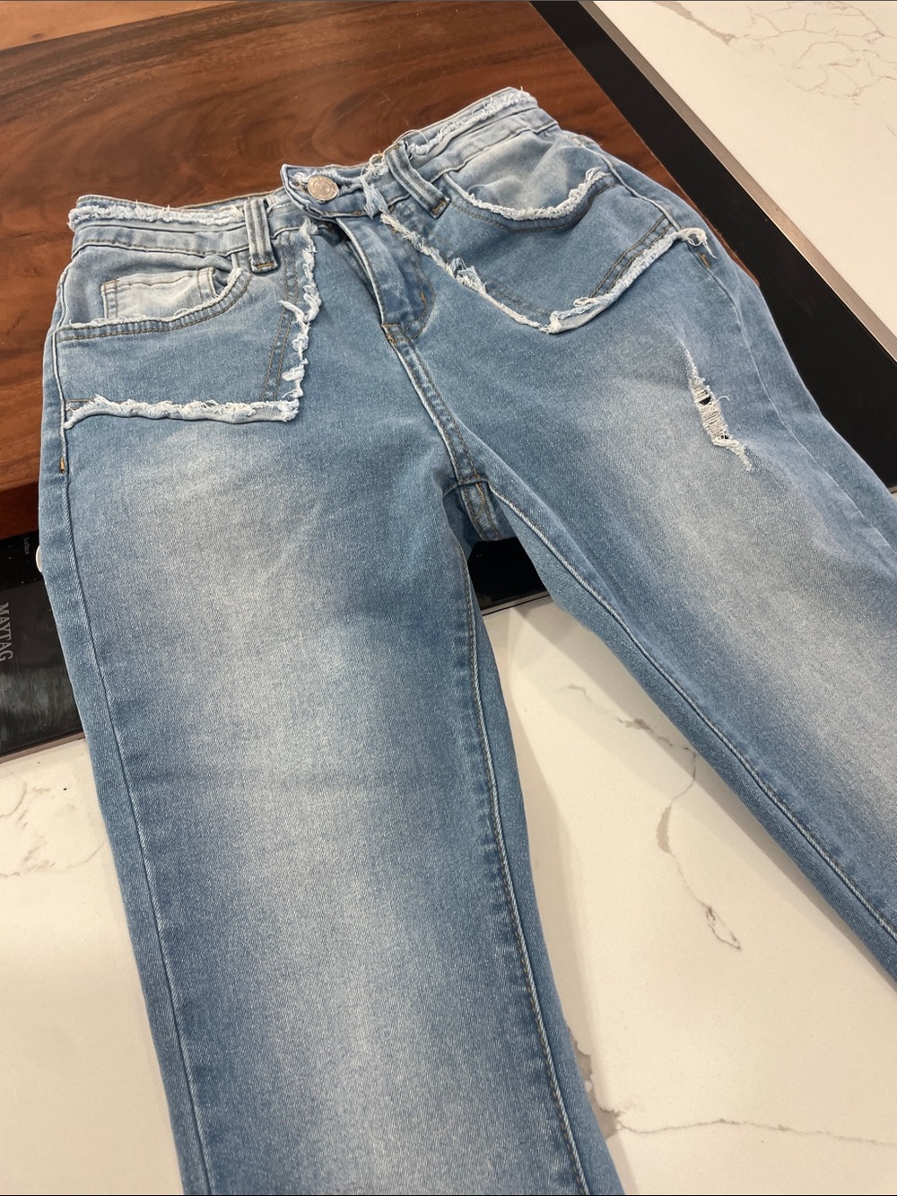 SHEIN Light Blue Distressed Flare Jeans - Picture 2 of 7